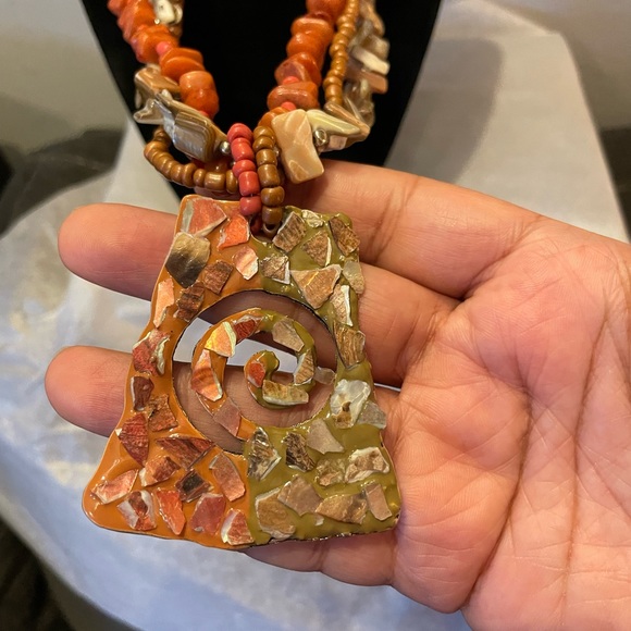 Sandstone Pendant and Crystal Necklace - Picture 3 of 3